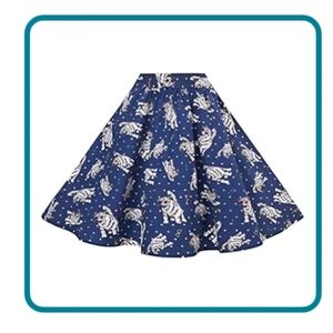 Full, Swing Skirt, Blue, Cats With Sunglasses, Pockets, XL